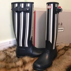 Hunter Rain Boot Navy Garden Stripe